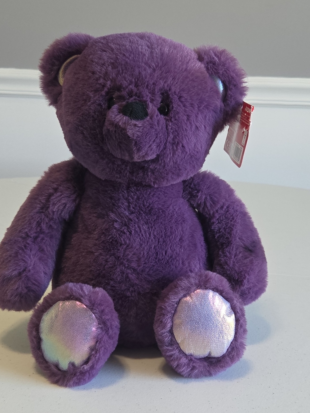Russ Purple Plush Teddy Bear with Shiny Metallic Paw Pads 15" Stuffed Animal